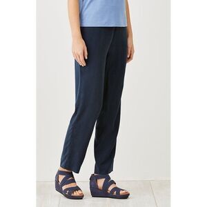 J. Jill Pure Jill Sand-Washed Navy Woven Tapered Pull On Ankle Pants Large FLAW